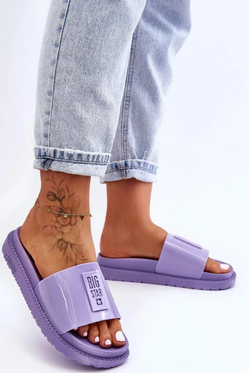 Big Star Shoes Damskie Klapki Big Star JJ274A304 Fioletowe