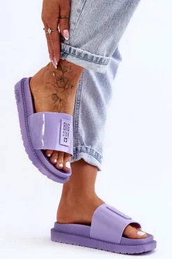 Big Star Shoes Damskie Klapki Big Star JJ274A304 Fioletowe