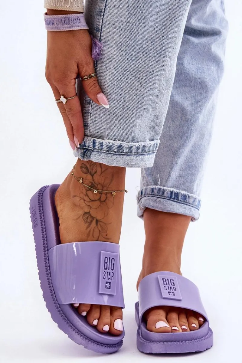 Big Star Shoes Damskie Klapki Big Star JJ274A304 Fioletowe