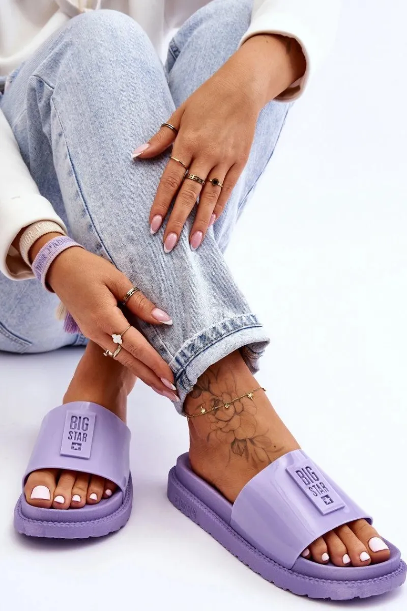 Big Star Shoes Damskie Klapki Big Star JJ274A304 Fioletowe