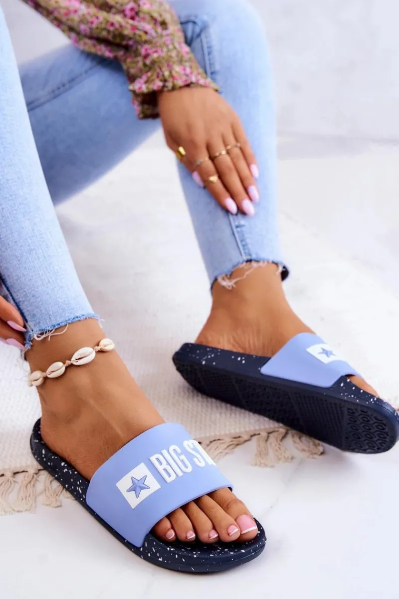 Sale Damskie Klapki Big Star JJ274A526 Niebieskie Damskie Klapki Sportowe|Klapki Damskie Big Star