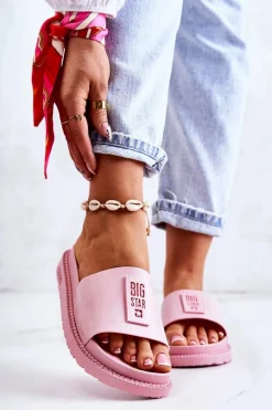 Klapki Sportowe|Klapki Damskie Big Star></noscript>Big Star Shoes Damskie Klapki Big Star JJ274A303 Różowe