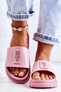 Klapki Sportowe|Klapki Damskie Big Star></noscript>Big Star Shoes Damskie Klapki Big Star JJ274A303 Różowe