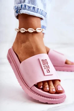 Klapki Sportowe|Klapki Damskie Big Star></noscript>Big Star Shoes Damskie Klapki Big Star JJ274A303 Różowe