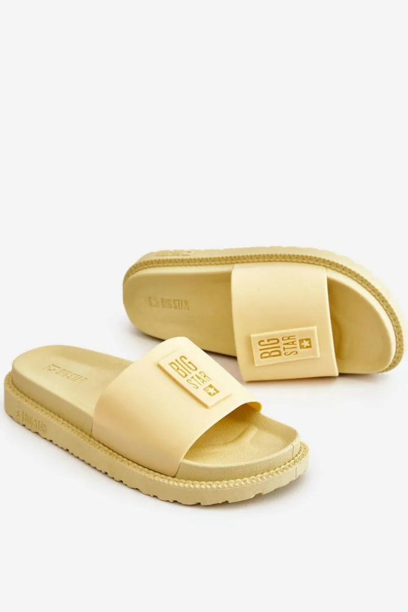 New Damskie Klapki Big Star LL274427 Żółte Damskie Klapki Sportowe|Klapki Damskie Big Star