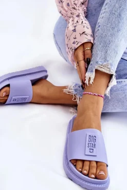 Klapki Sportowe|Klapki Damskie Big Star></noscript>Big Star Shoes Damskie Klapki Big Star LL274431 Jasnofioletowe Fioletowy
