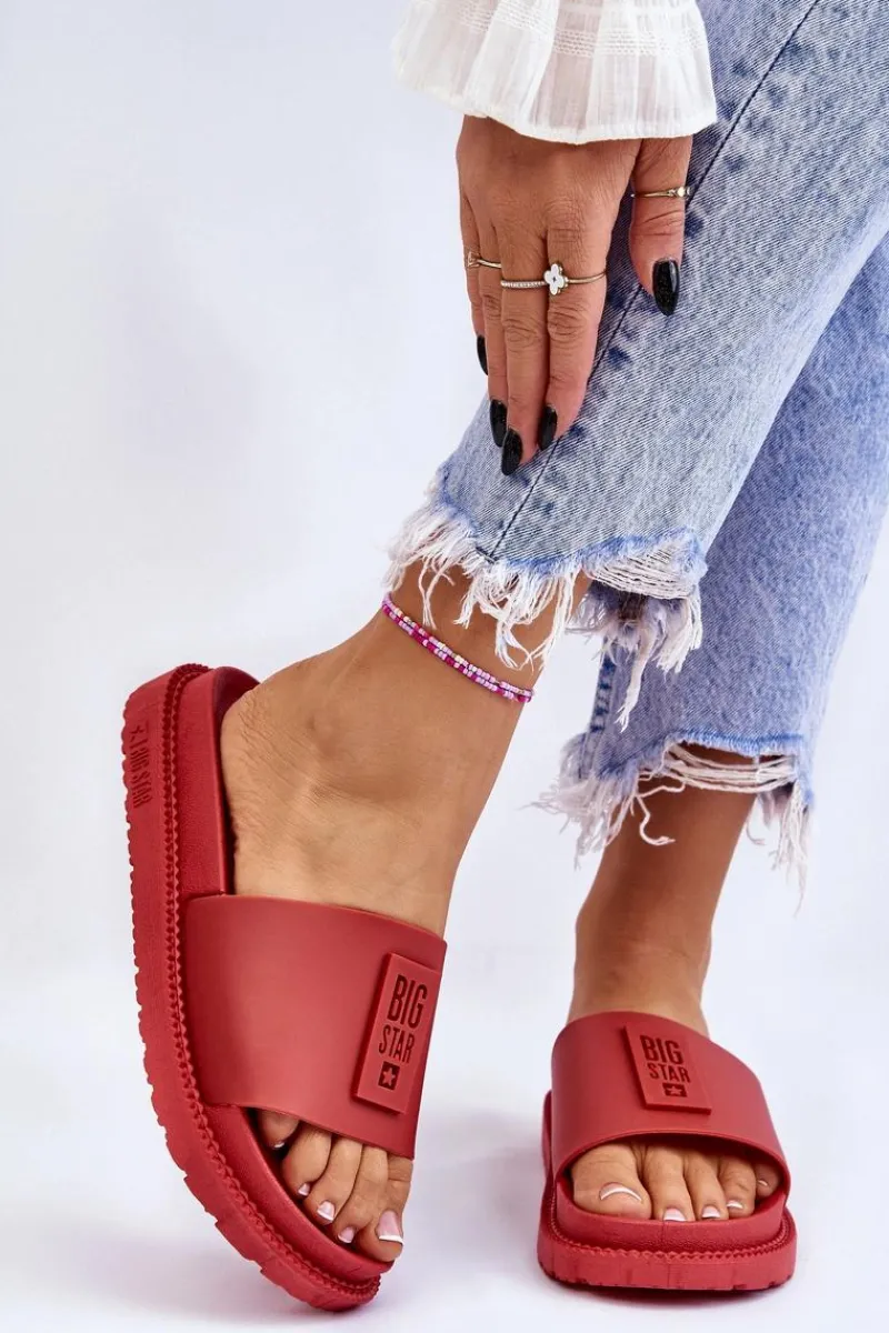 Online Damskie Klapki Big Star LL274430 Czerwone Damskie Klapki Sportowe|Klapki Damskie Big Star