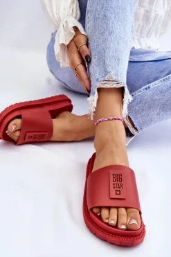 Online Damskie Klapki Big Star LL274430 Czerwone Damskie Klapki Sportowe|Klapki Damskie Big Star