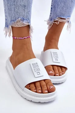 Discount Big Star Shoes Damskie Klapki Big Star LL274428 Białe Biały