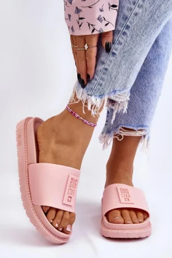 Hot Big Star Shoes Damskie Klapki Big Star LL274425 Jasnoróżowe Różowy