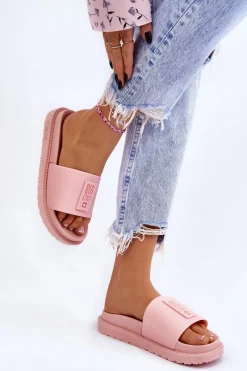 Hot Big Star Shoes Damskie Klapki Big Star LL274425 Jasnoróżowe Różowy