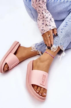Hot Big Star Shoes Damskie Klapki Big Star LL274425 Jasnoróżowe Różowy