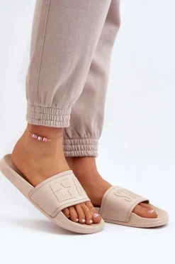 Outlet Big Star Shoes Damskie Klapki Big Star NN274A645 Beżowe Beżowy
