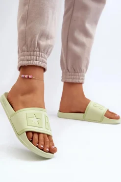 Big Star Shoes Damskie Klapki Big Star NN274A646 Limonkowe