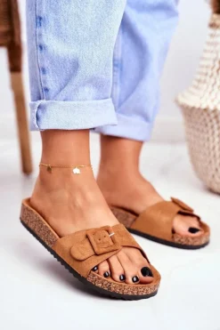 Klapki Damskie Klasyczne>Boto Damskie Klapki Brązowe Sprzączka Regulacja Rosaline