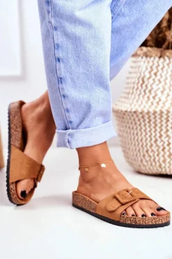 Klapki Damskie Klasyczne>Boto Damskie Klapki Brązowe Sprzączka Regulacja Rosaline