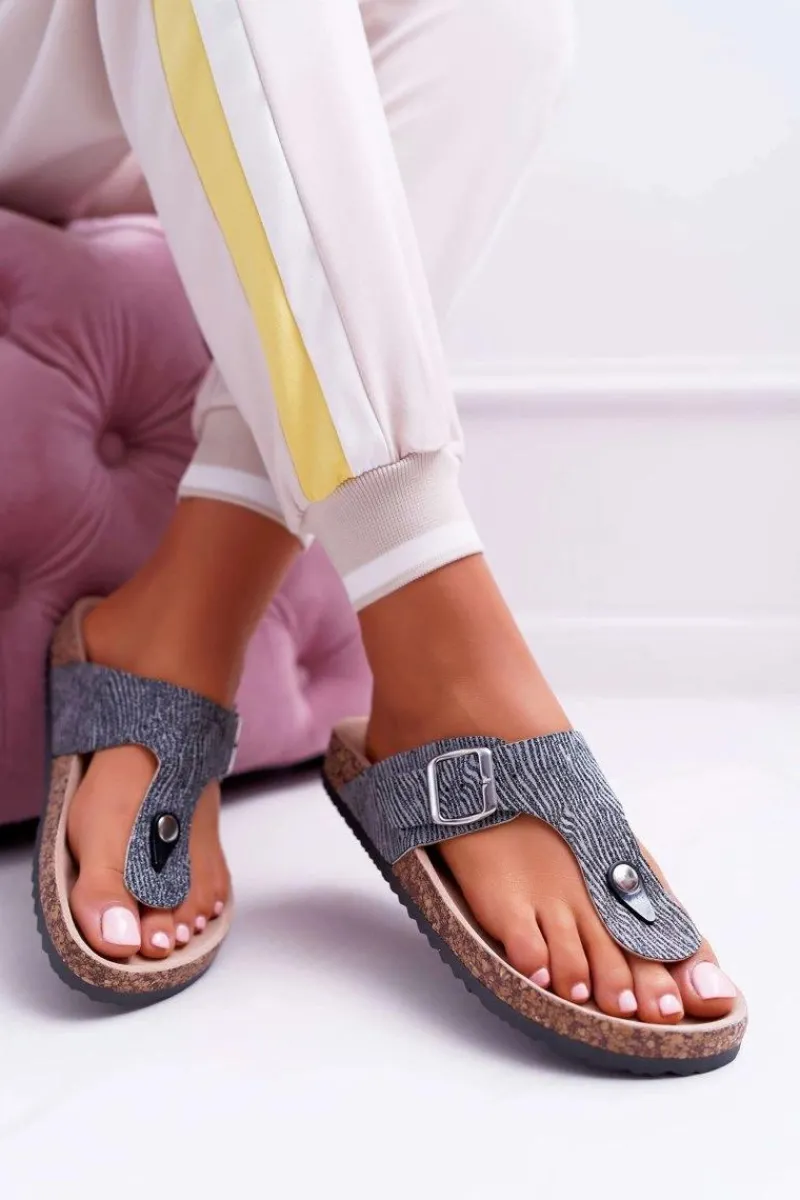 Klapki Damskie Japonki>Boto Damskie Klapki Ciemnoszare Japonki Baisan