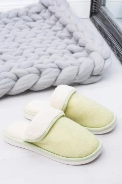 Kapcie Klasyczne>Boto Damskie Klapki Domowe Zielone Papcie Sleepy