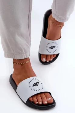 Online Damskie Klapki MM00FFLIF044A-10S Biało-Czarne Damskie Klapki Sportowe|Klapki Damskie Klasyczne