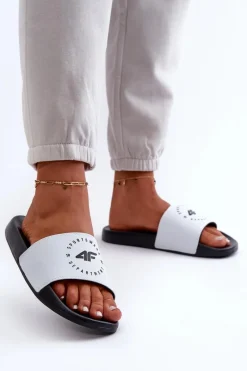 Online Damskie Klapki MM00FFLIF044A-10S Biało-Czarne Damskie Klapki Sportowe|Klapki Damskie Klasyczne