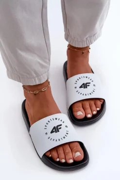 Online Damskie Klapki MM00FFLIF044A-10S Biało-Czarne Damskie Klapki Sportowe|Klapki Damskie Klasyczne