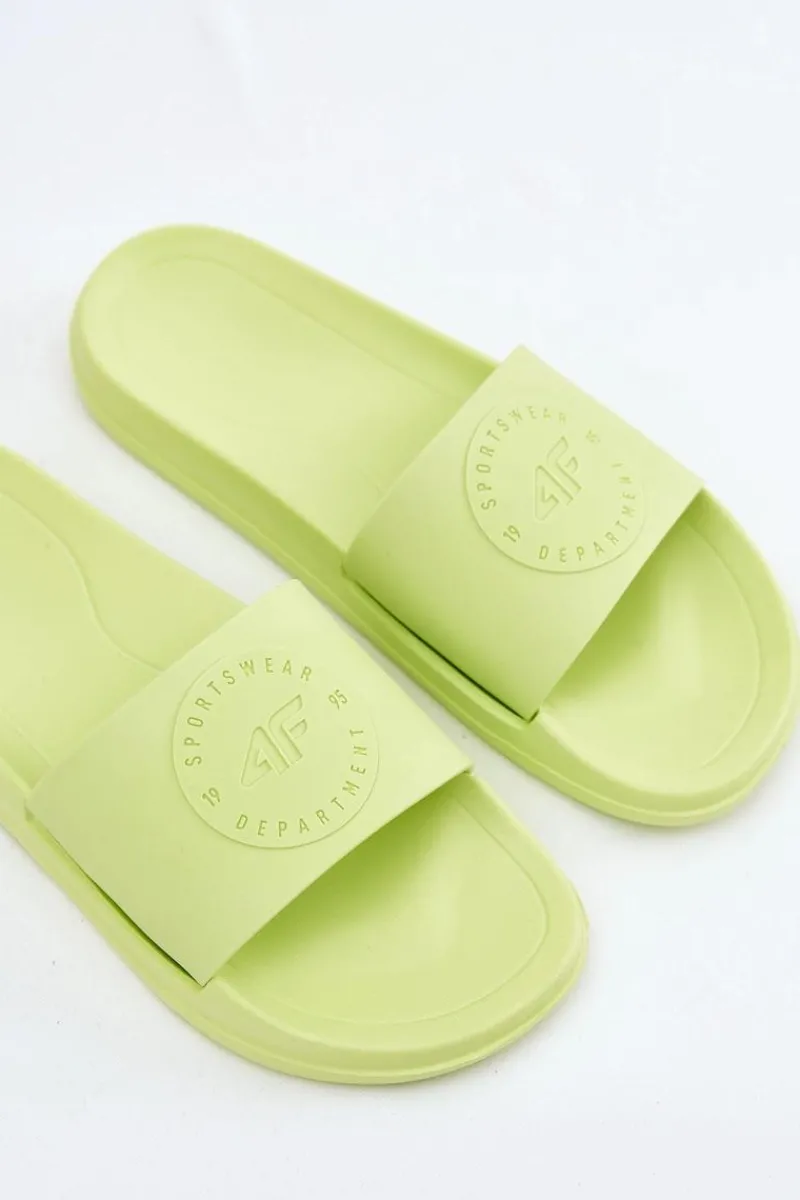 Klapki Sportowe|Klapki Damskie Klasyczne>4F Damskie Klapki MM00FFLIF045-45S Limonkowe Zielony