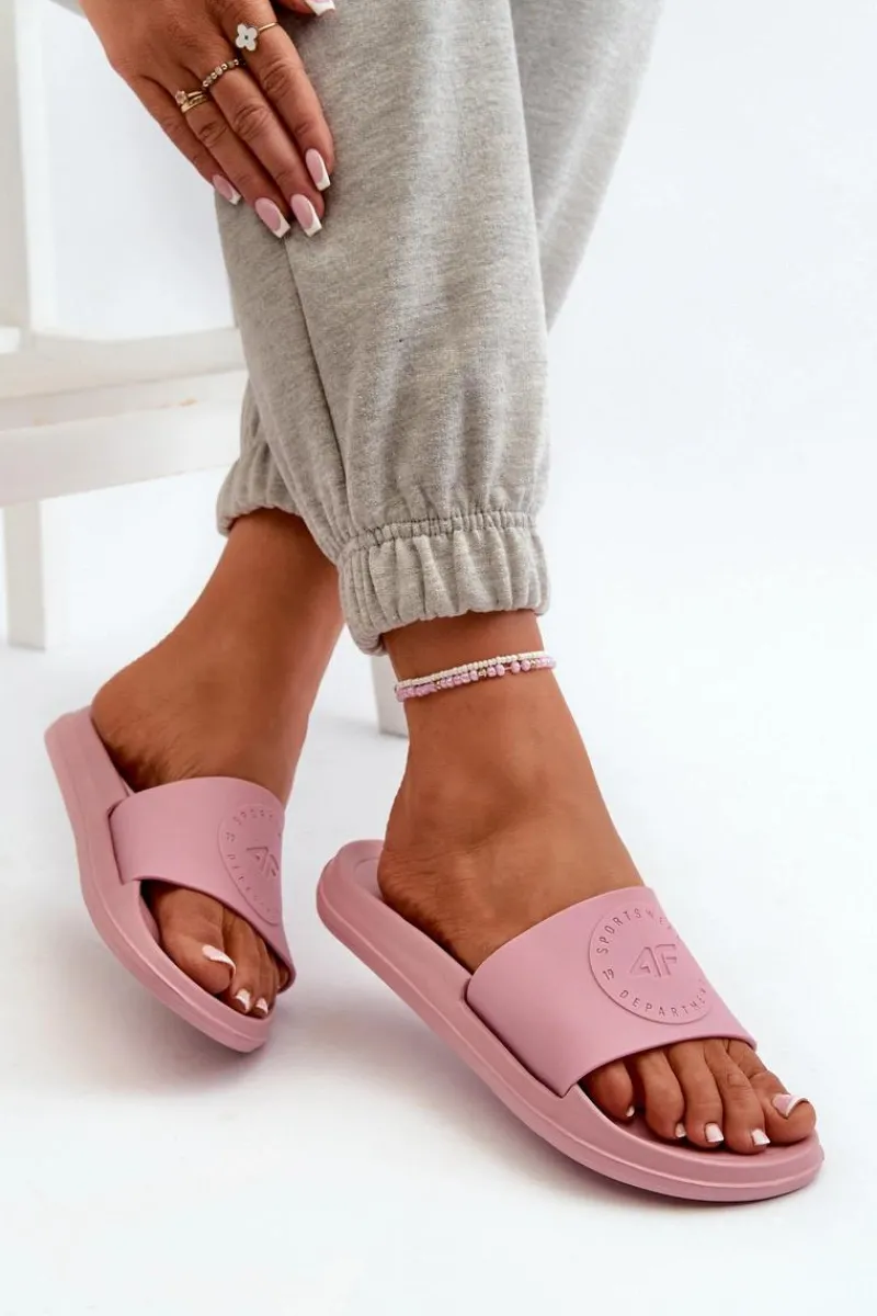 Klapki Sportowe|Klapki Damskie Klasyczne>4F Damskie Klapki MM00FFLIF045-56S Różowe Różowy