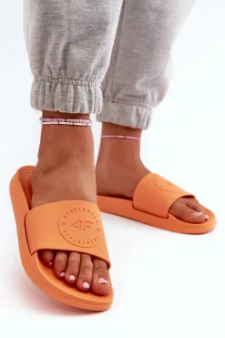 Online 4F Damskie Klapki MM00FFLIF045-70S Pomarańczowe Pomarańczowy