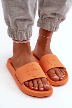 Online 4F Damskie Klapki MM00FFLIF045-70S Pomarańczowe Pomarańczowy