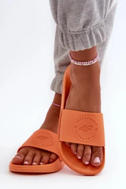 Online 4F Damskie Klapki MM00FFLIF045-70S Pomarańczowe Pomarańczowy