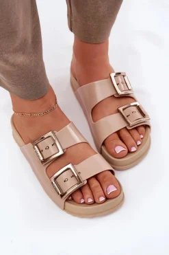 Sale Damskie Klapki Gładkie Pachnące NN285092 Beżowe Damskie Klapki Damskie Klasyczne