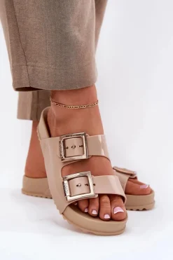 Sale Damskie Klapki Gładkie Pachnące NN285092 Beżowe Damskie Klapki Damskie Klasyczne