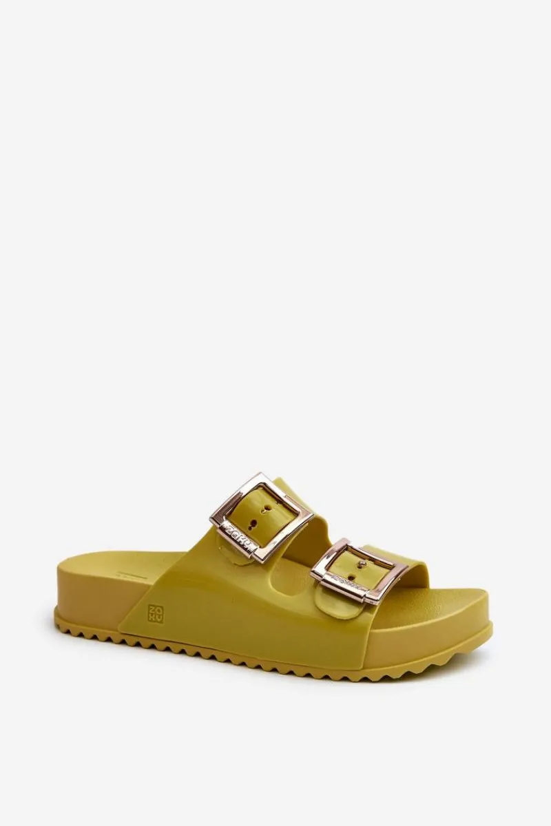 ZAXY Damskie Klapki Gładkie LL285077 Limonkowe Zielony