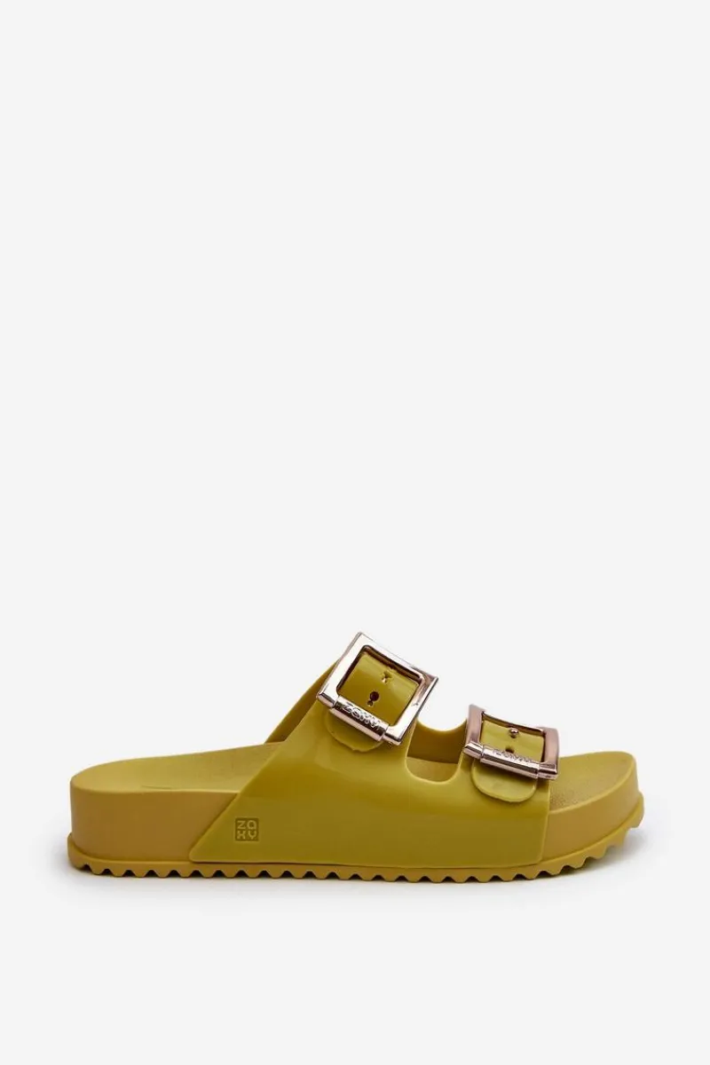 ZAXY Damskie Klapki Gładkie LL285077 Limonkowe Zielony