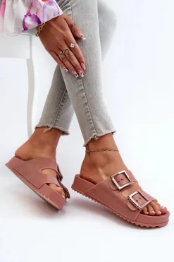 Klapki Damskie Klasyczne>ZAXY Damskie Klapki Gładkie HH285156 Brudny Róż