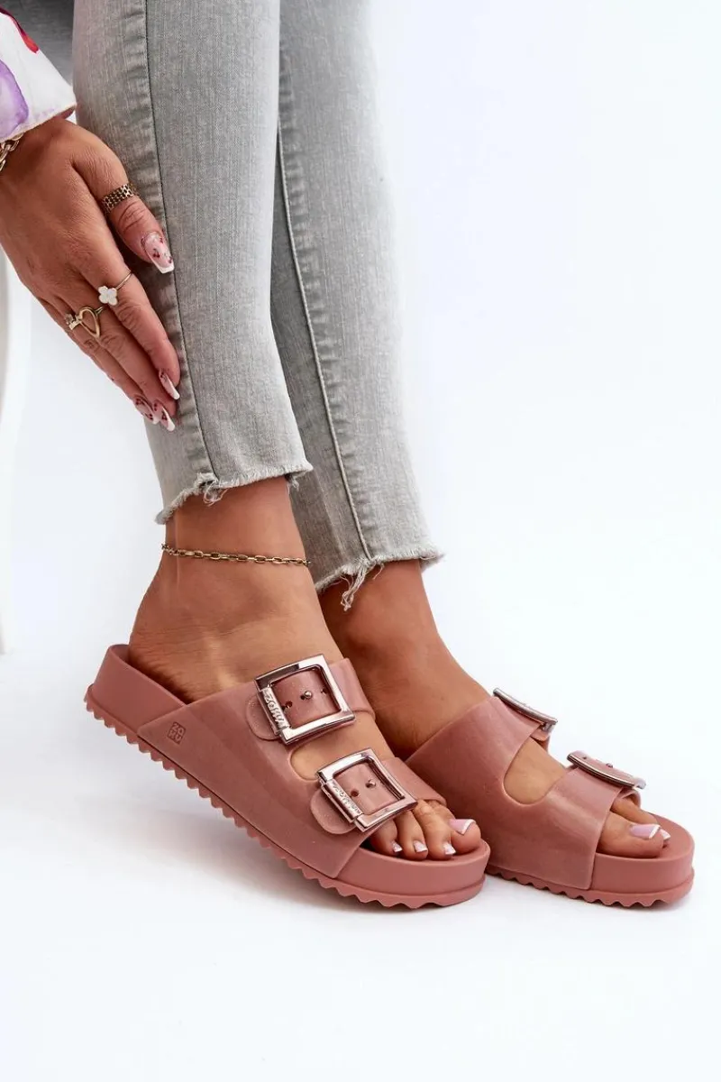 Klapki Damskie Klasyczne>ZAXY Damskie Klapki Gładkie HH285156 Brudny Róż