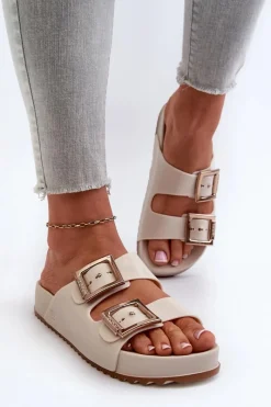 Hot ZAXY Damskie Klapki Gładkie NN285058 Jasnobeżowe