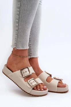 Hot ZAXY Damskie Klapki Gładkie NN285058 Jasnobeżowe