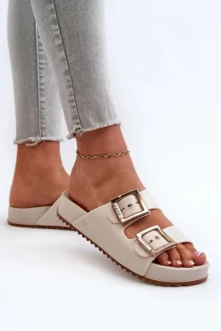 Hot ZAXY Damskie Klapki Gładkie NN285058 Jasnobeżowe