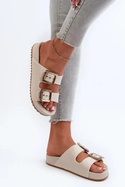 Hot ZAXY Damskie Klapki Gładkie NN285058 Jasnobeżowe