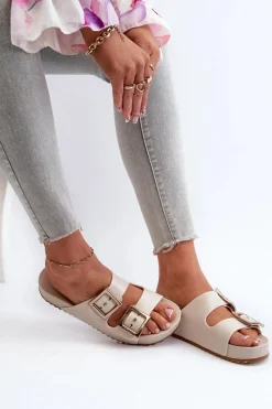 Hot ZAXY Damskie Klapki Gładkie NN285058 Jasnobeżowe