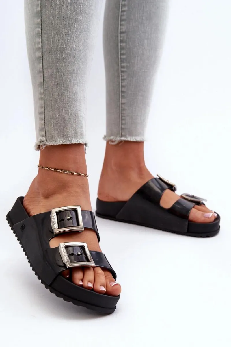 Clearance Damskie Klapki Gładkie HH285157 Czarne Damskie Klapki Damskie Klasyczne