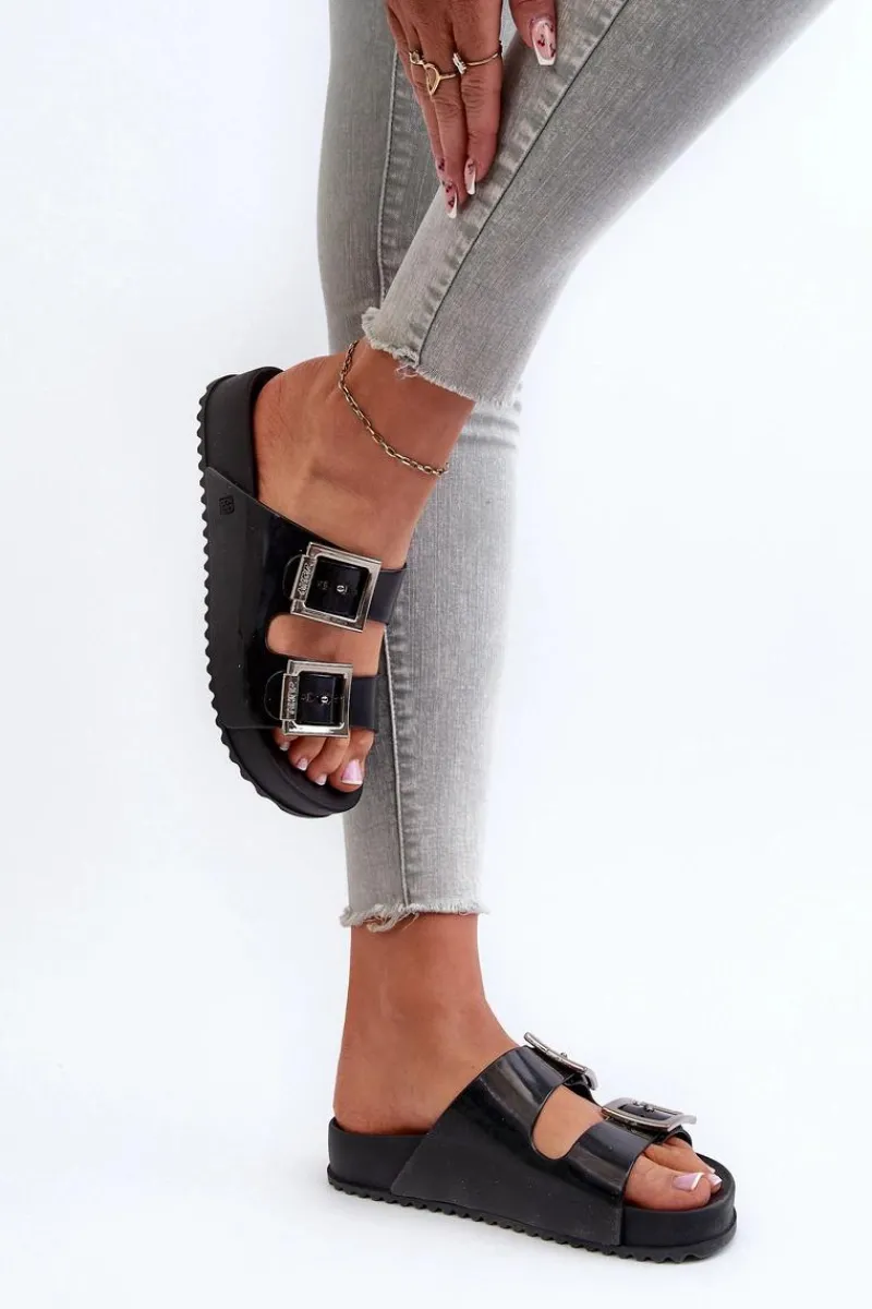 Clearance Damskie Klapki Gładkie HH285157 Czarne Damskie Klapki Damskie Klasyczne