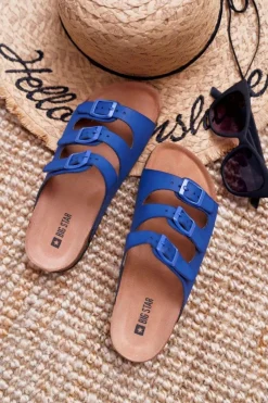 Sale Boto Damskie Klapki Granatowe Big Star DD274140