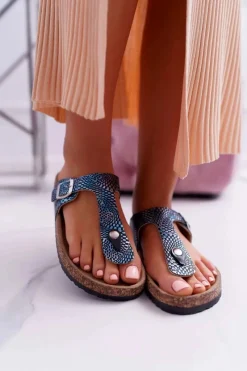 Hot Boto Damskie Klapki Granatowe Japonki Baisan