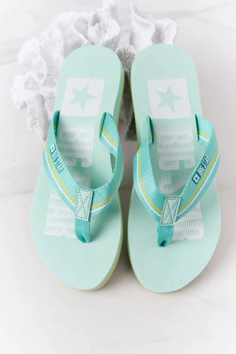 Sale Damskie Klapki Japonki Big Star HH274A061 Jasnozielone Damskie Klapki Damskie Big Star|Klapki Damskie Japonki