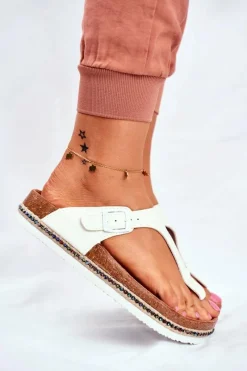 Sale Damskie Klapki Japonki Big Star Białe FF274631 Damskie Klapki Damskie Big Star|Klapki Damskie Japonki