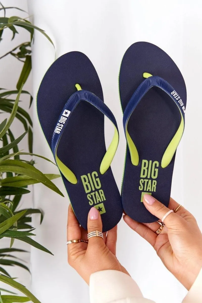 Sale Big Star Shoes Damskie Klapki Japonki Big Star FF274A312 Granatowe