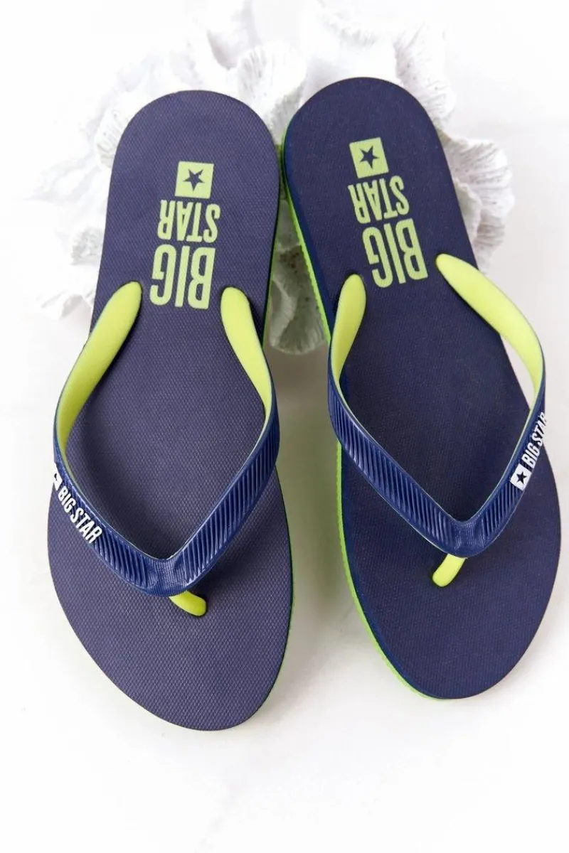 Sale Big Star Shoes Damskie Klapki Japonki Big Star FF274A312 Granatowe