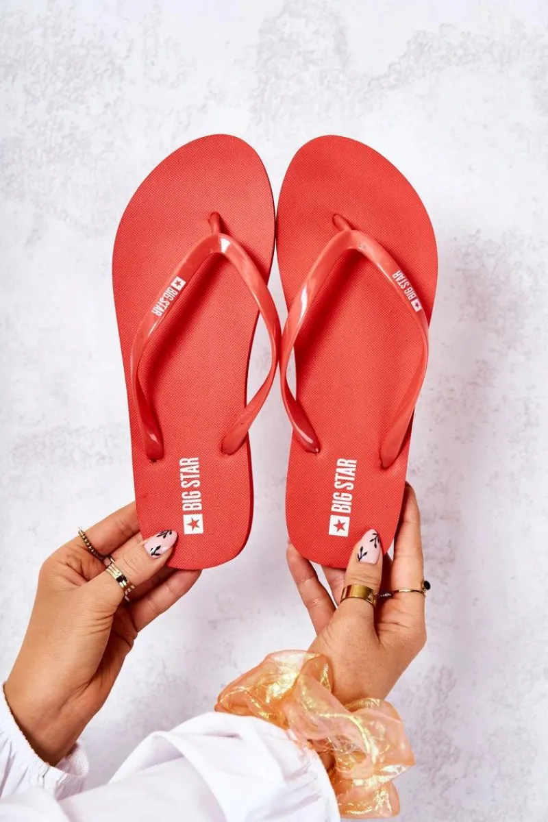 Hot Damskie Klapki Japonki Big Star JJ274A384 Czerwone Damskie Klapki Sportowe|Klapki Damskie Big Star